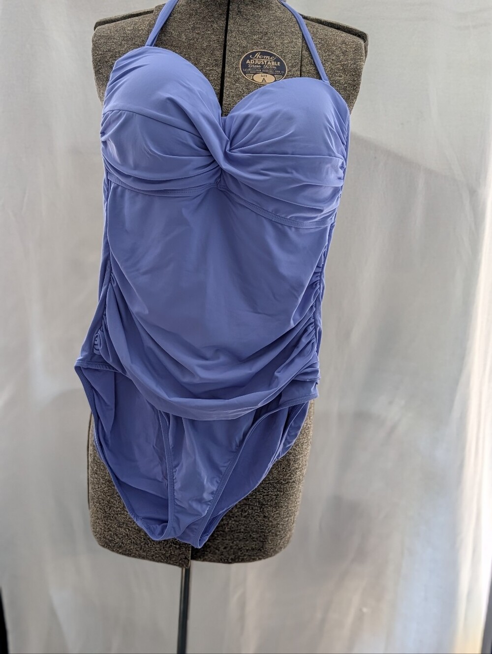 Anne Cole Periwinkle Halter Swimsuit with Gold Accent